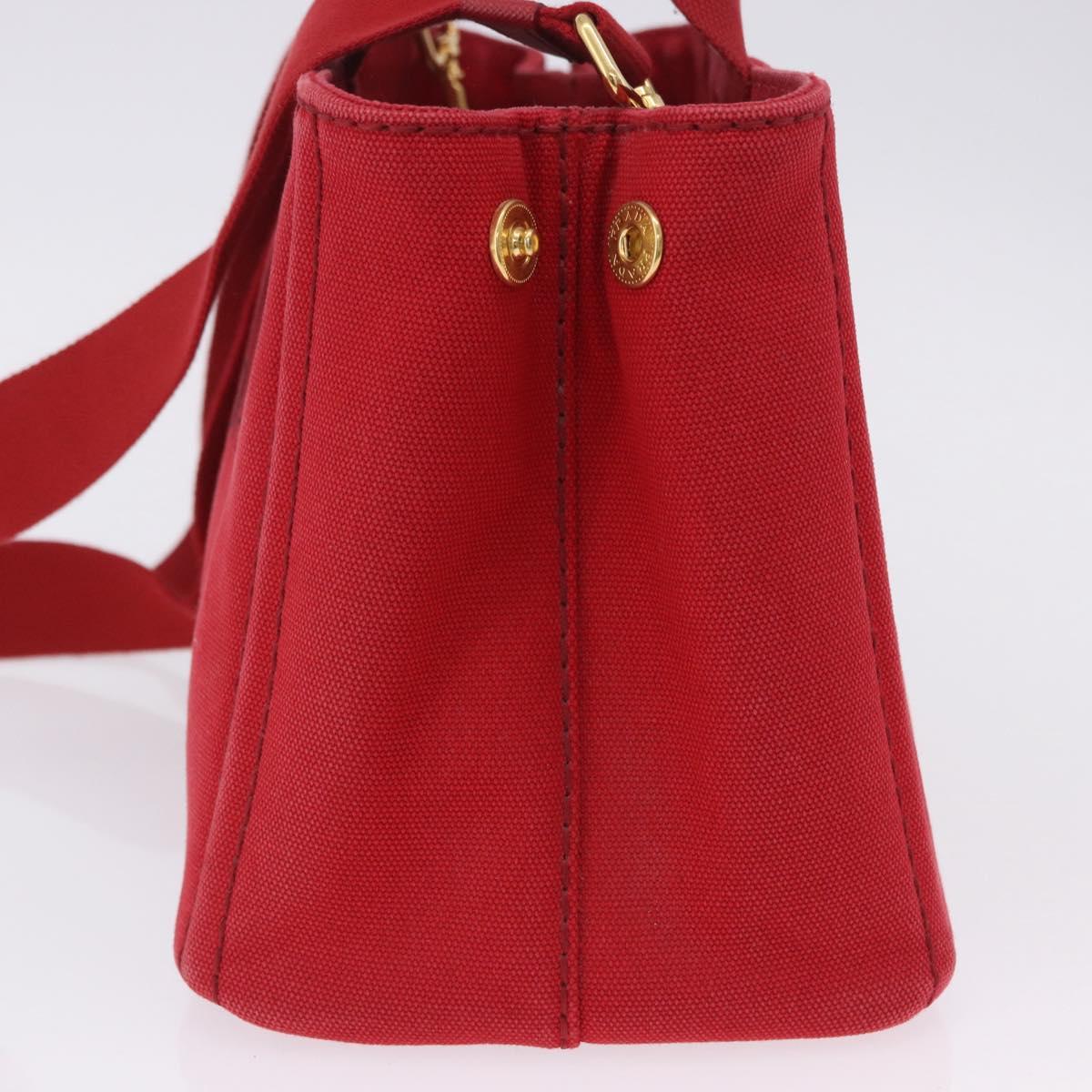 PRADA Canapa PM Hand Bag Canvas 2way Orange Gold Auth 205107