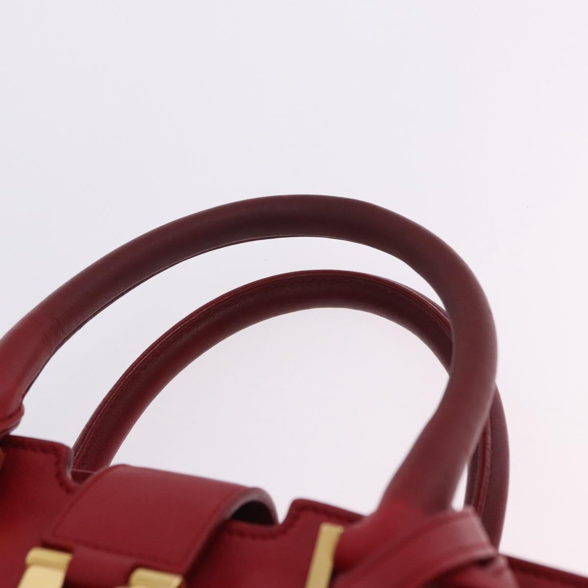 SAINT LAURENT Petit Cabas Hand Bag Leather 2way Red Gold Auth 205115A