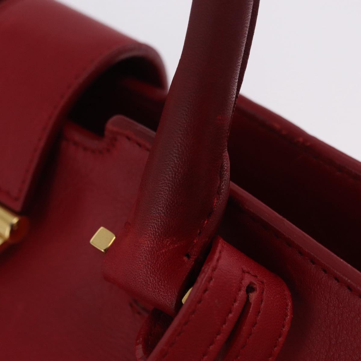 SAINT LAURENT Petit Cabas Hand Bag Leather 2way Red Gold Auth 205115A
