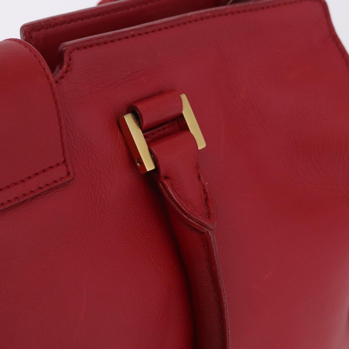 SAINT LAURENT Petit Cabas Hand Bag Leather 2way Red Gold Auth 205115A