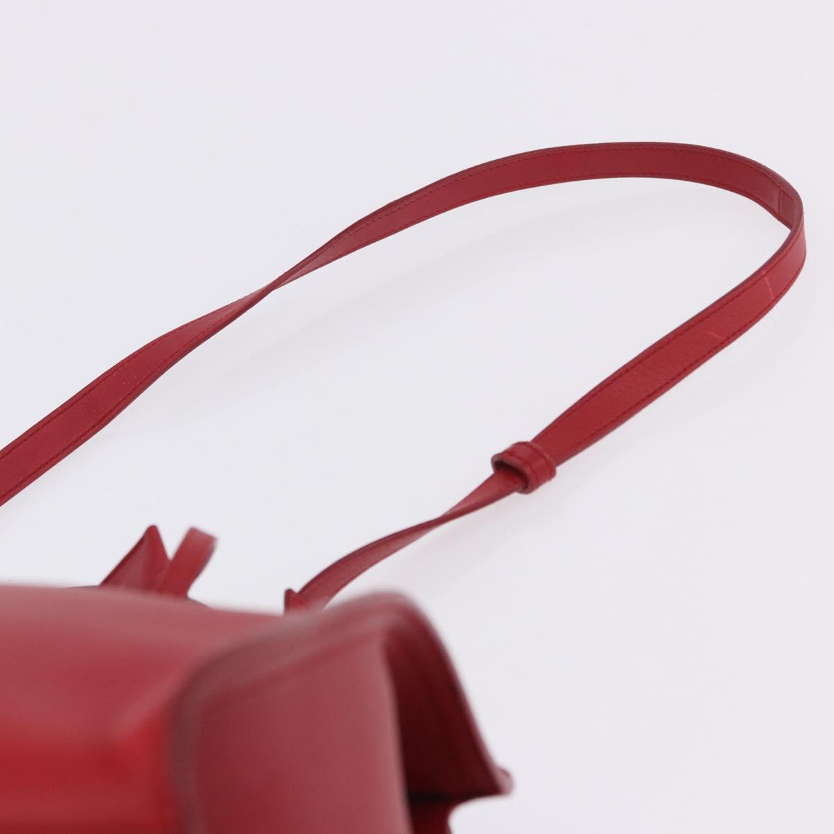 SAINT LAURENT Petit Cabas Hand Bag Leather 2way Red Gold Auth 205115A