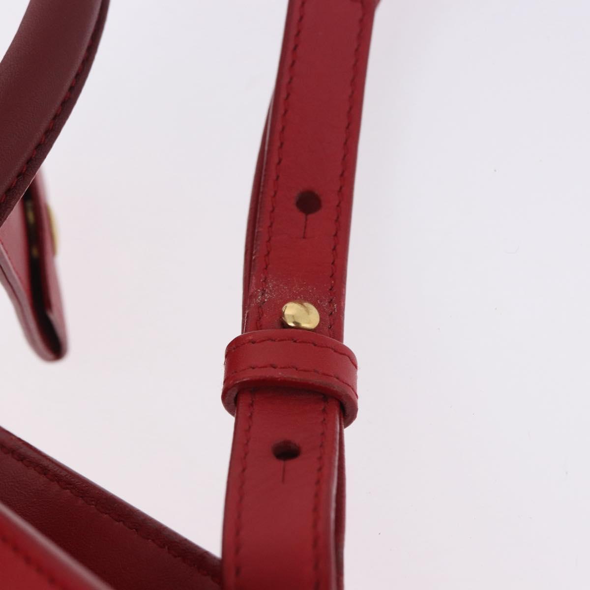 SAINT LAURENT Petit Cabas Hand Bag Leather 2way Red Gold Auth 205115A