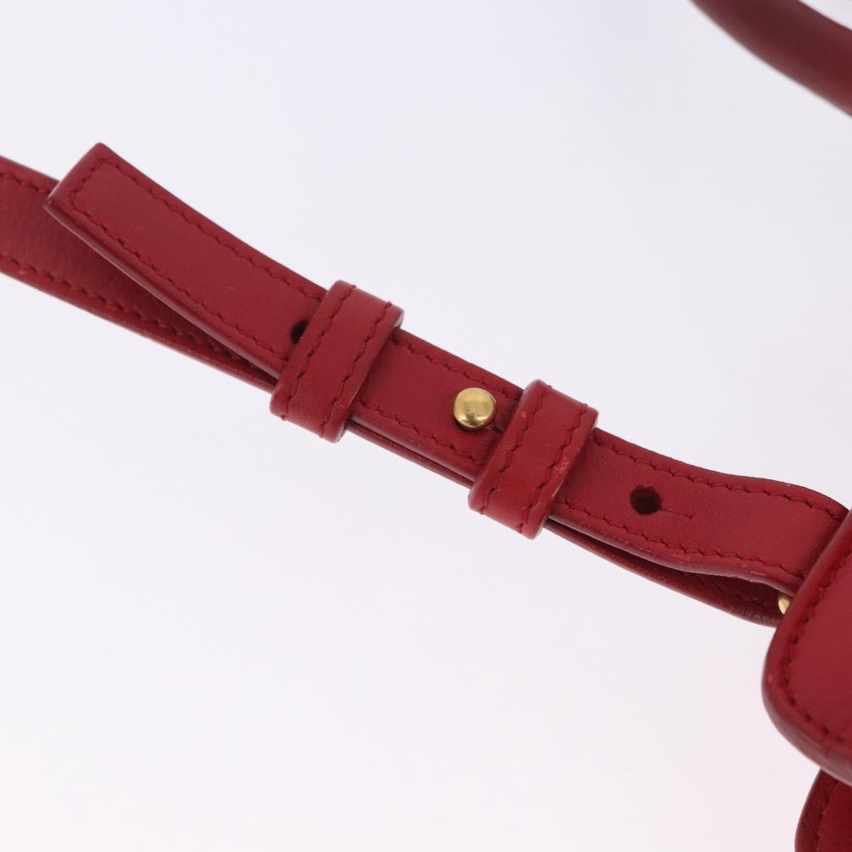 SAINT LAURENT Petit Cabas Hand Bag Leather 2way Red Gold Auth 205115A