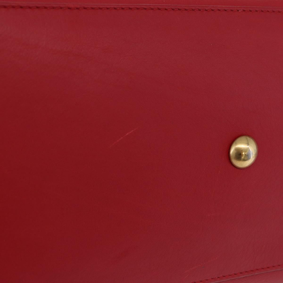 SAINT LAURENT Petit Cabas Hand Bag Leather 2way Red Gold Auth 205115A