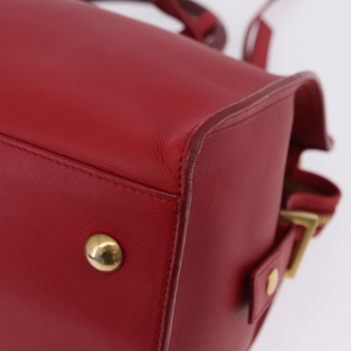 SAINT LAURENT Petit Cabas Hand Bag Leather 2way Red Gold Auth 205115A