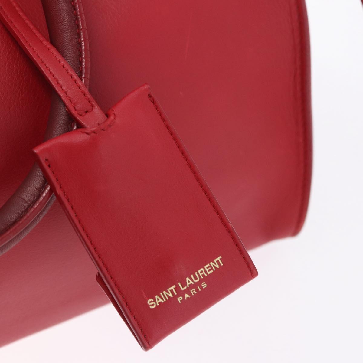 SAINT LAURENT Petit Cabas Hand Bag Leather 2way Red Gold Auth 205115A