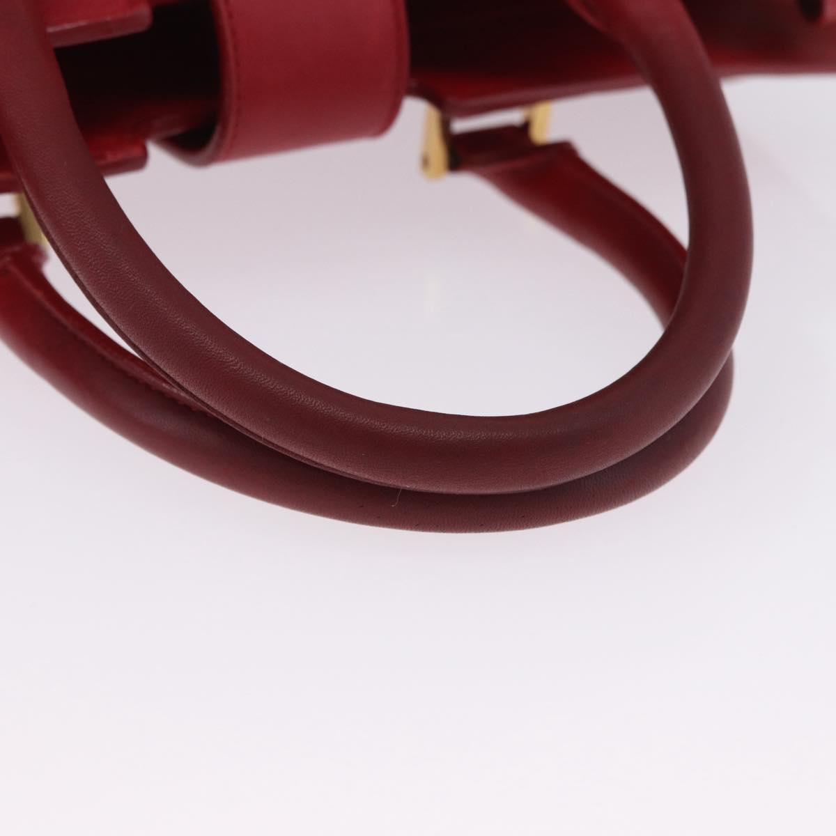 SAINT LAURENT Petit Cabas Hand Bag Leather 2way Red Gold Auth 205115A