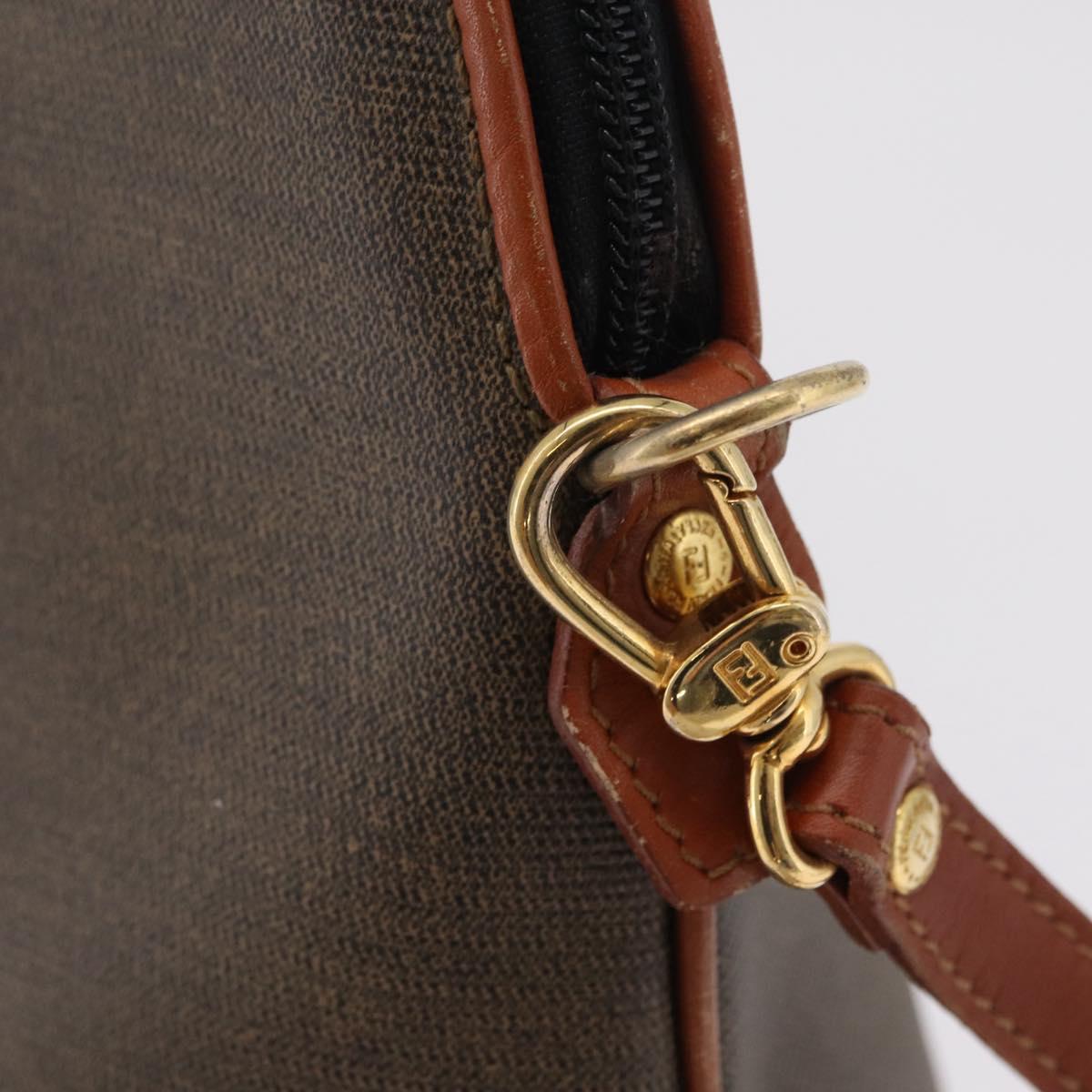 FENDI Hand Bag PVC Canvas 2way Green Gold Auth 205117
