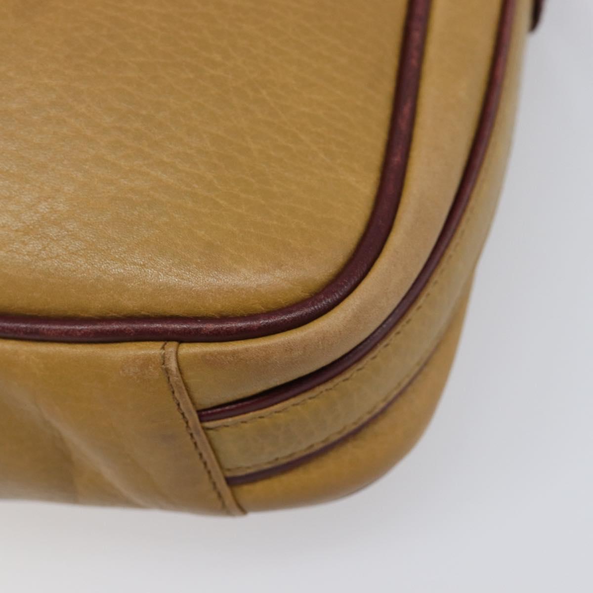 CARTIER Must Line Shoulder Bag Leather Beige Gold Auth 205118