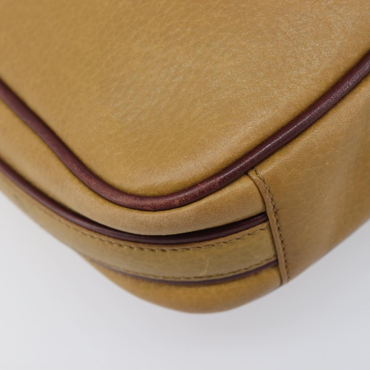 CARTIER Must Line Shoulder Bag Leather Beige Gold Auth 205118