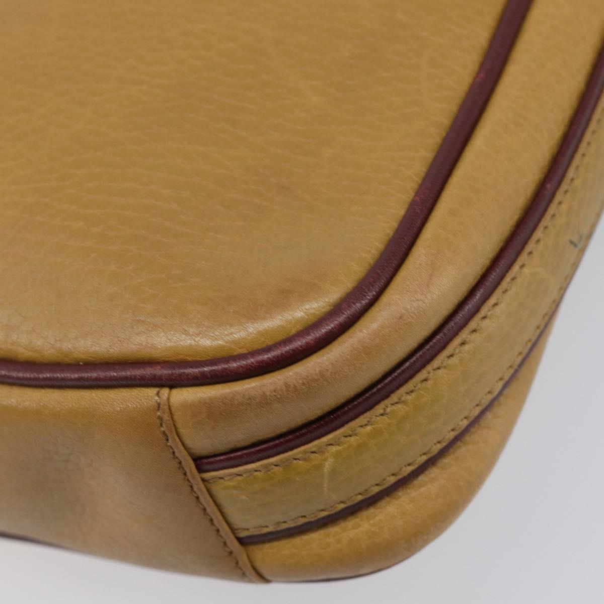 CARTIER Must Line Shoulder Bag Leather Beige Gold Auth 205118