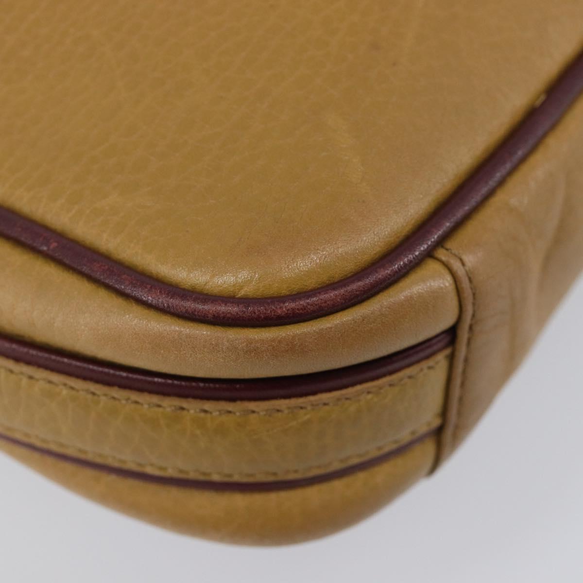CARTIER Must Line Shoulder Bag Leather Beige Gold Auth 205118