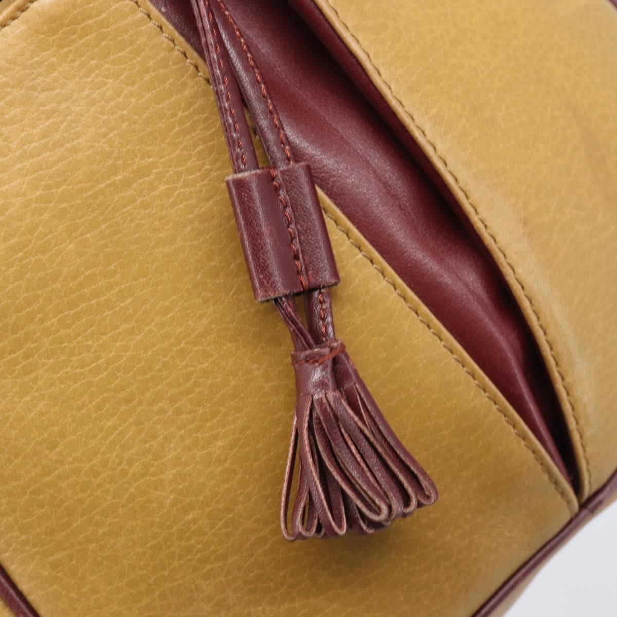 CARTIER Must Line Shoulder Bag Leather Beige Gold Auth 205118