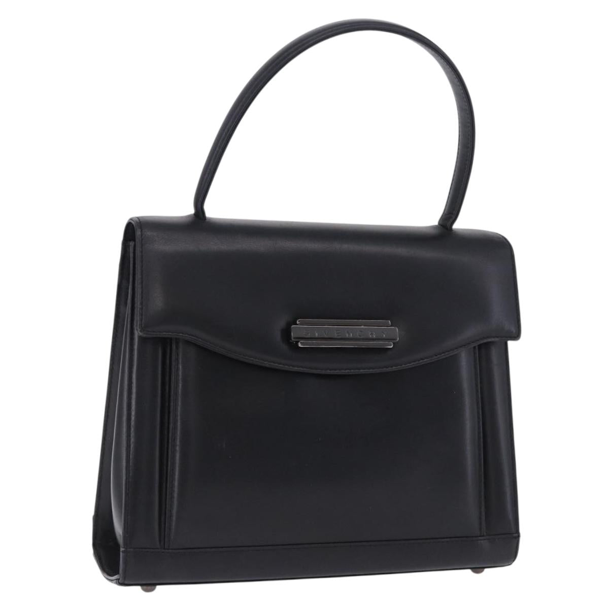 GIVENCHY Hand Bag Leather Black Auth 205120