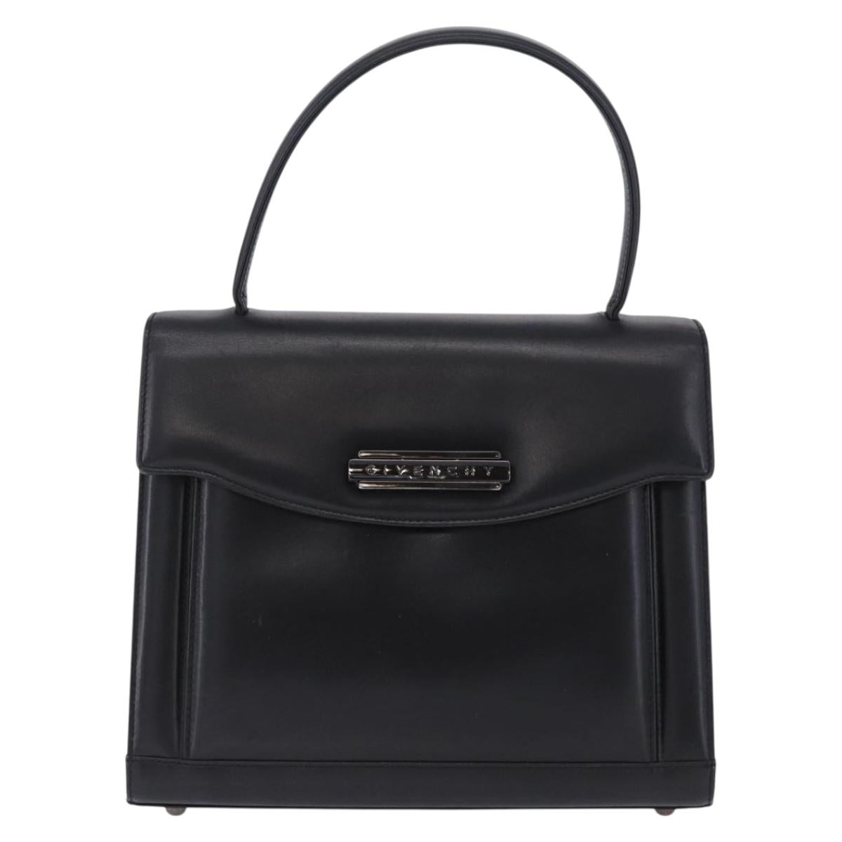 GIVENCHY Hand Bag Leather Black Auth 205120