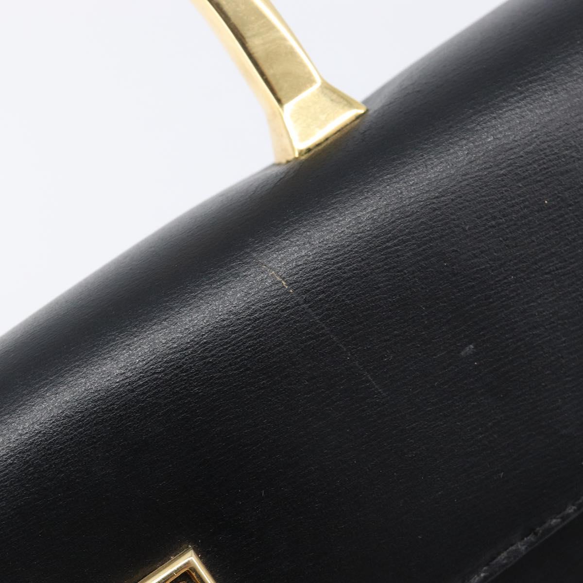GIVENCHY Hand Bag Leather Black Gold Auth 205123