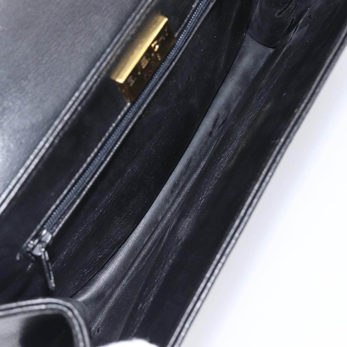 GIVENCHY Hand Bag Leather Black Gold Auth 205123