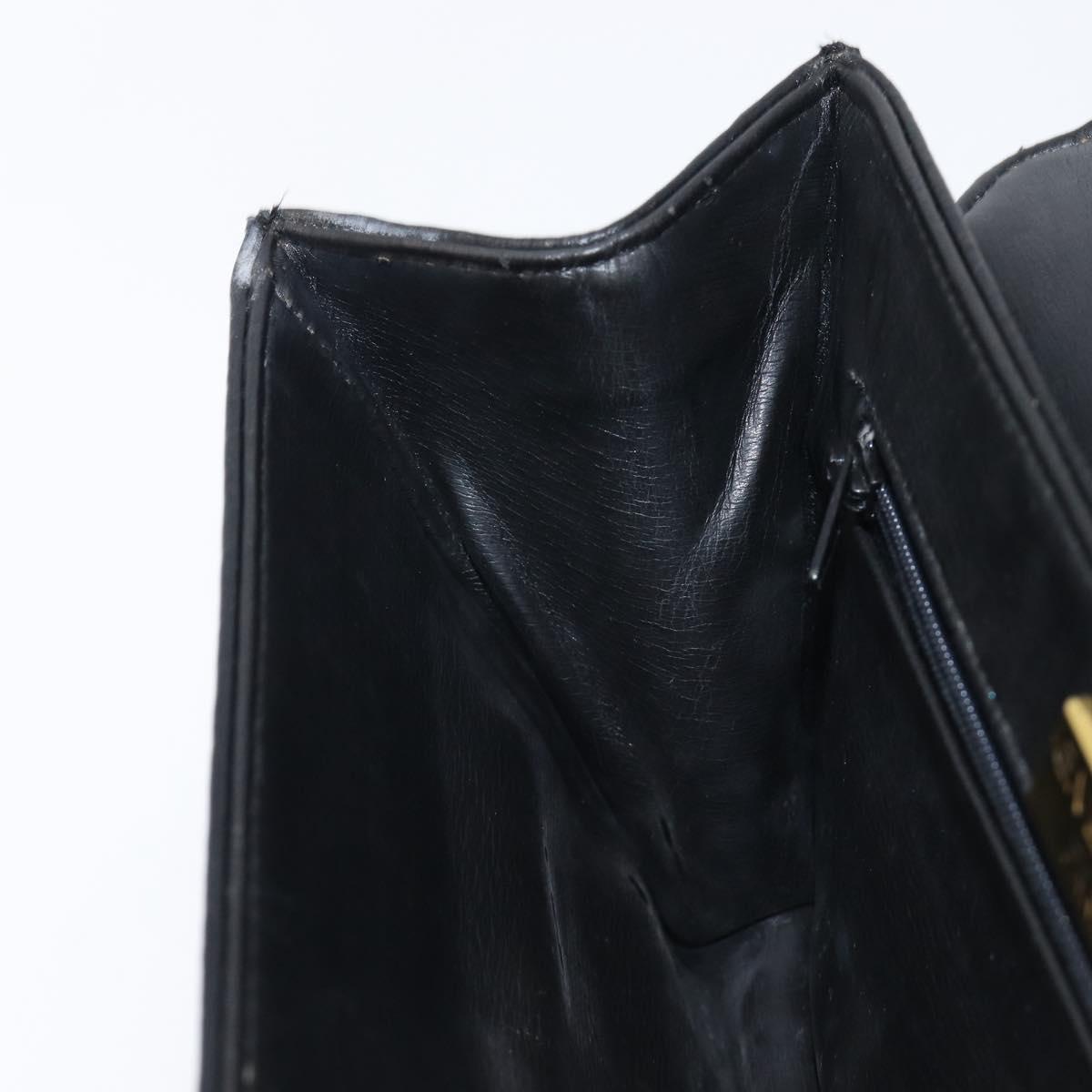 GIVENCHY Hand Bag Leather Black Gold Auth 205123