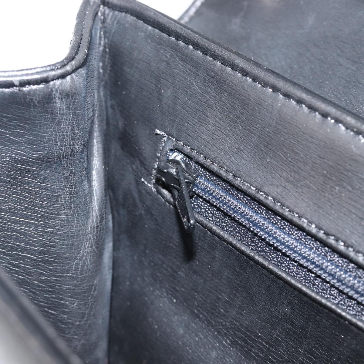 GIVENCHY Hand Bag Leather Black Gold Auth 205123
