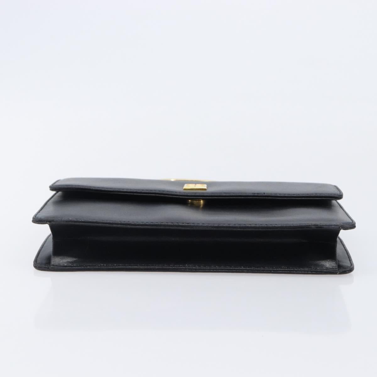 GIVENCHY Hand Bag Leather Black Gold Auth 205123