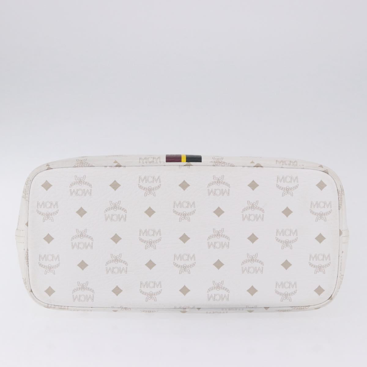 MCM Vicetos Logogram Tote Bag PVC Leather White Auth 205128