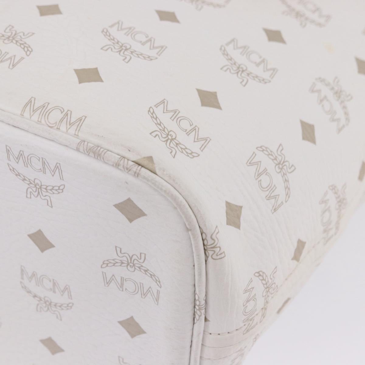 MCM Vicetos Logogram Tote Bag PVC Leather White Auth 205128