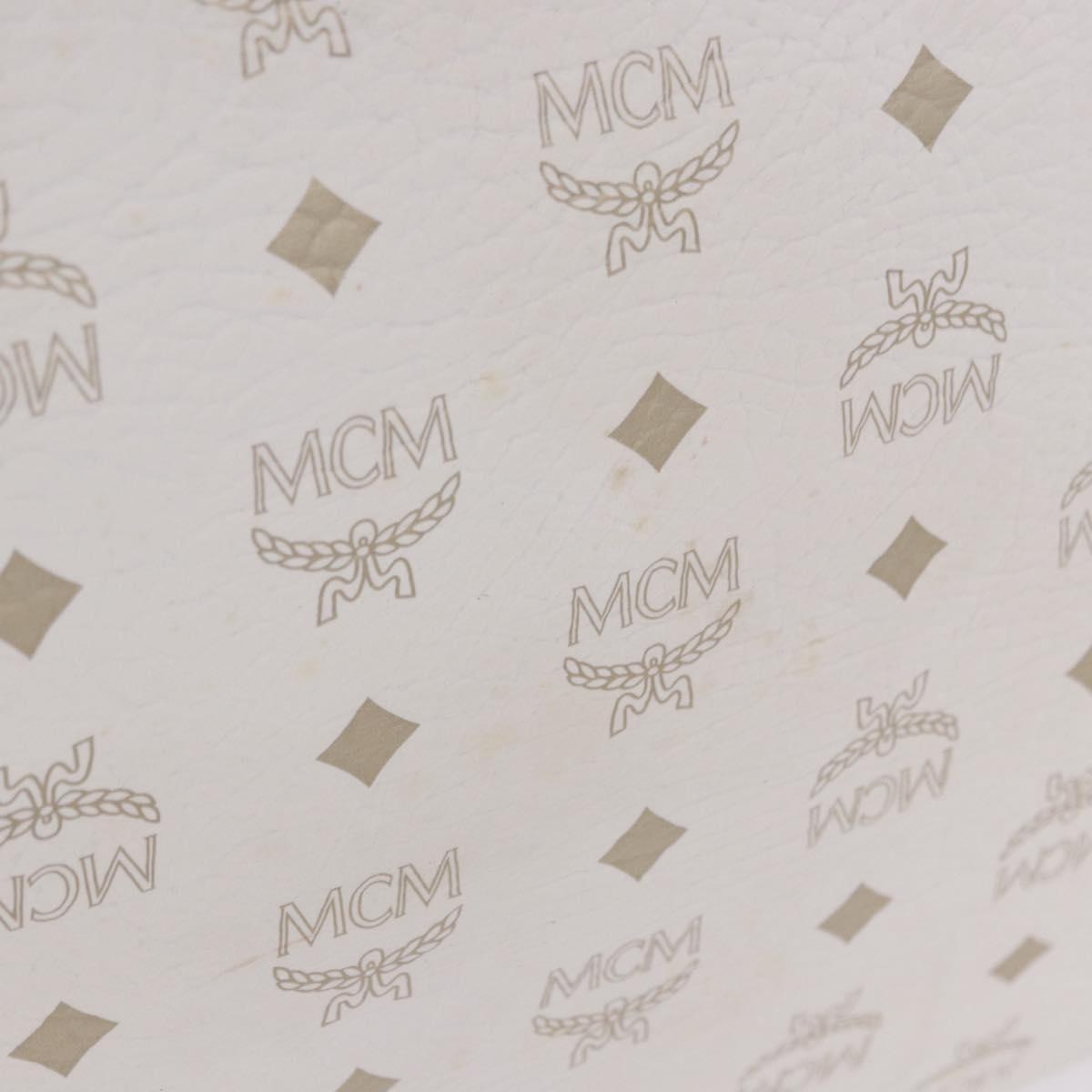 MCM Vicetos Logogram Tote Bag PVC Leather White Auth 205128