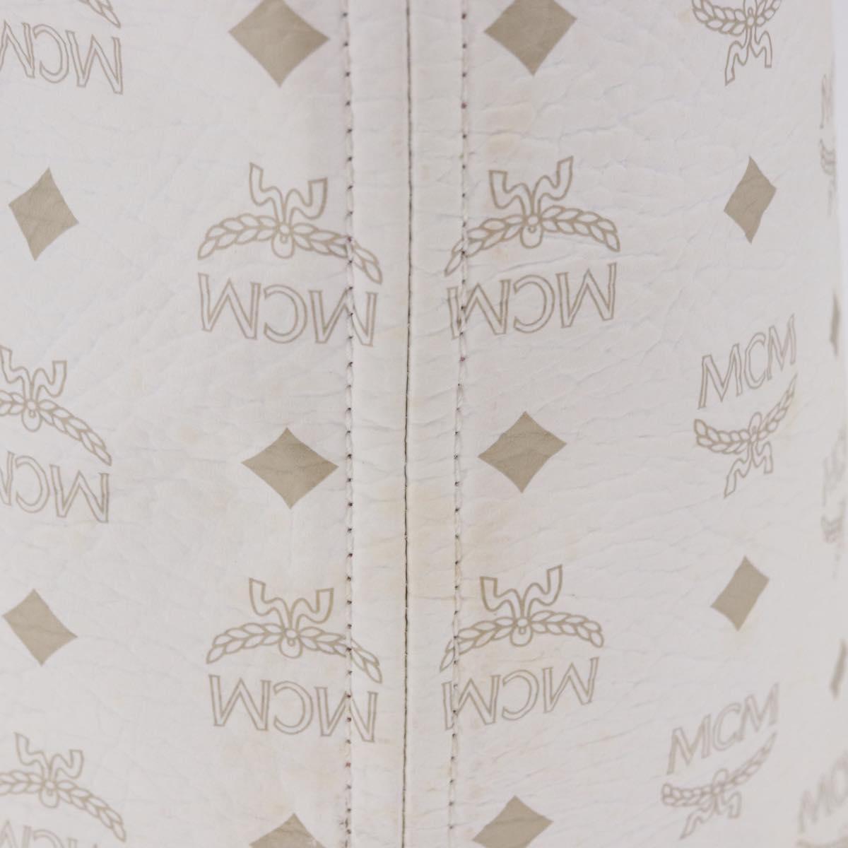 MCM Vicetos Logogram Tote Bag PVC Leather White Auth 205128