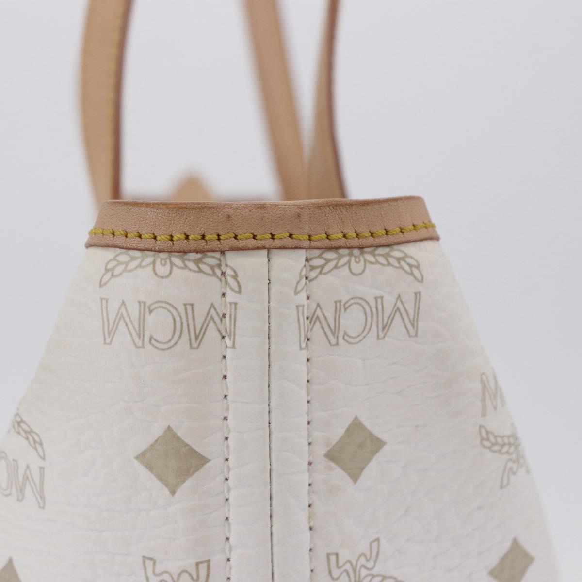 MCM Vicetos Logogram Tote Bag PVC Leather White Auth 205128