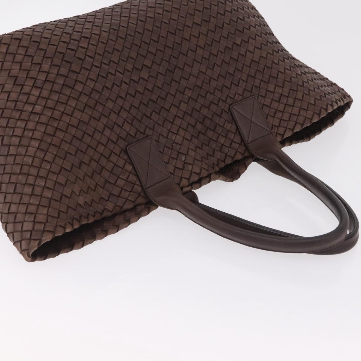 BOTTEGA VENETA INTRECCIATO Cabas MM Tote Bag Leather Brown Auth 205130V