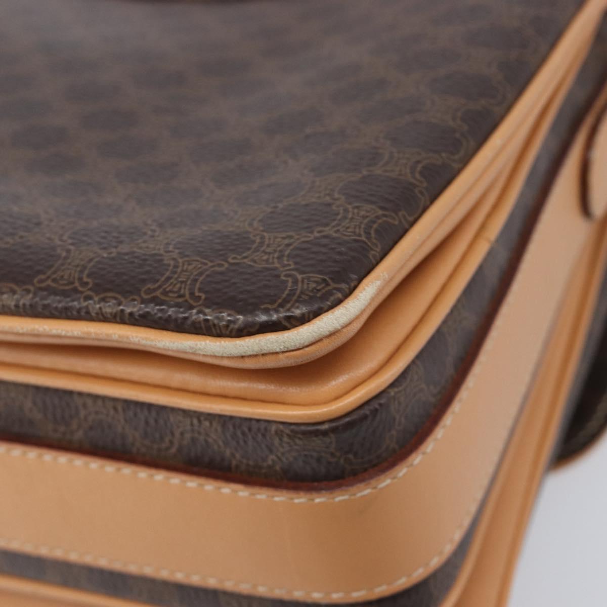 CELINE Macadam Canvas Shoulder Bag PVC Leather Brown Gold Auth 205135V
