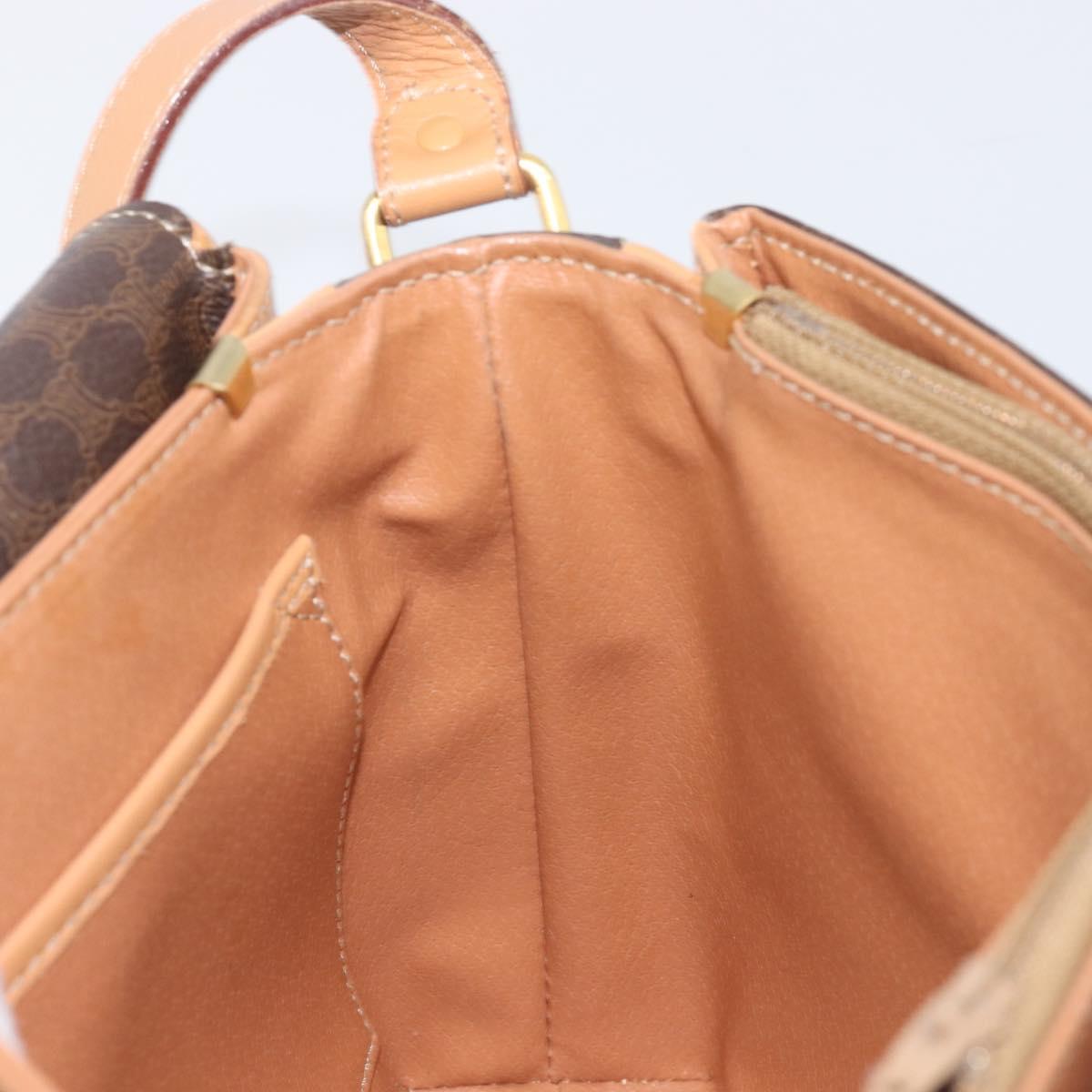 CELINE Macadam Canvas Shoulder Bag PVC Leather Brown Gold Auth 205135V