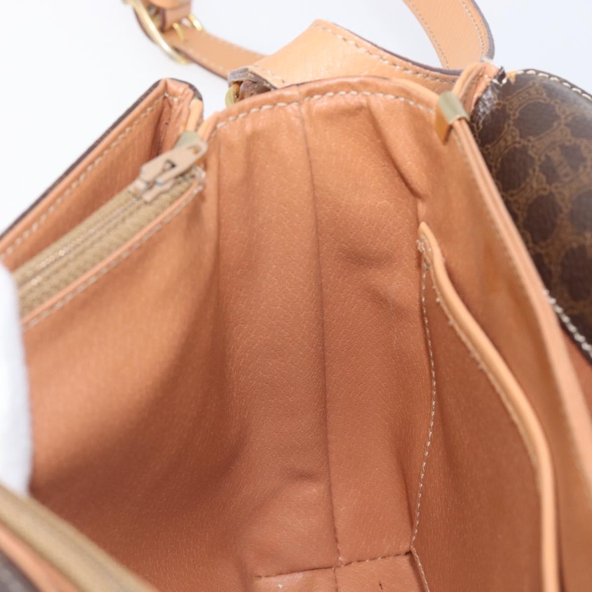 CELINE Macadam Canvas Shoulder Bag PVC Leather Brown Gold Auth 205135V