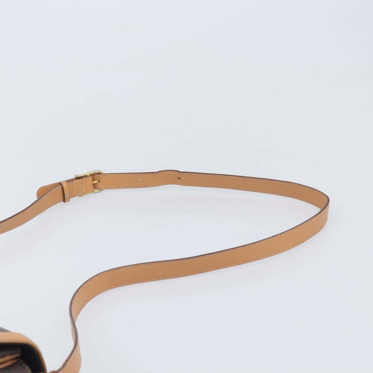 CELINE Macadam Canvas Shoulder Bag PVC Leather Brown Gold Auth 205135V