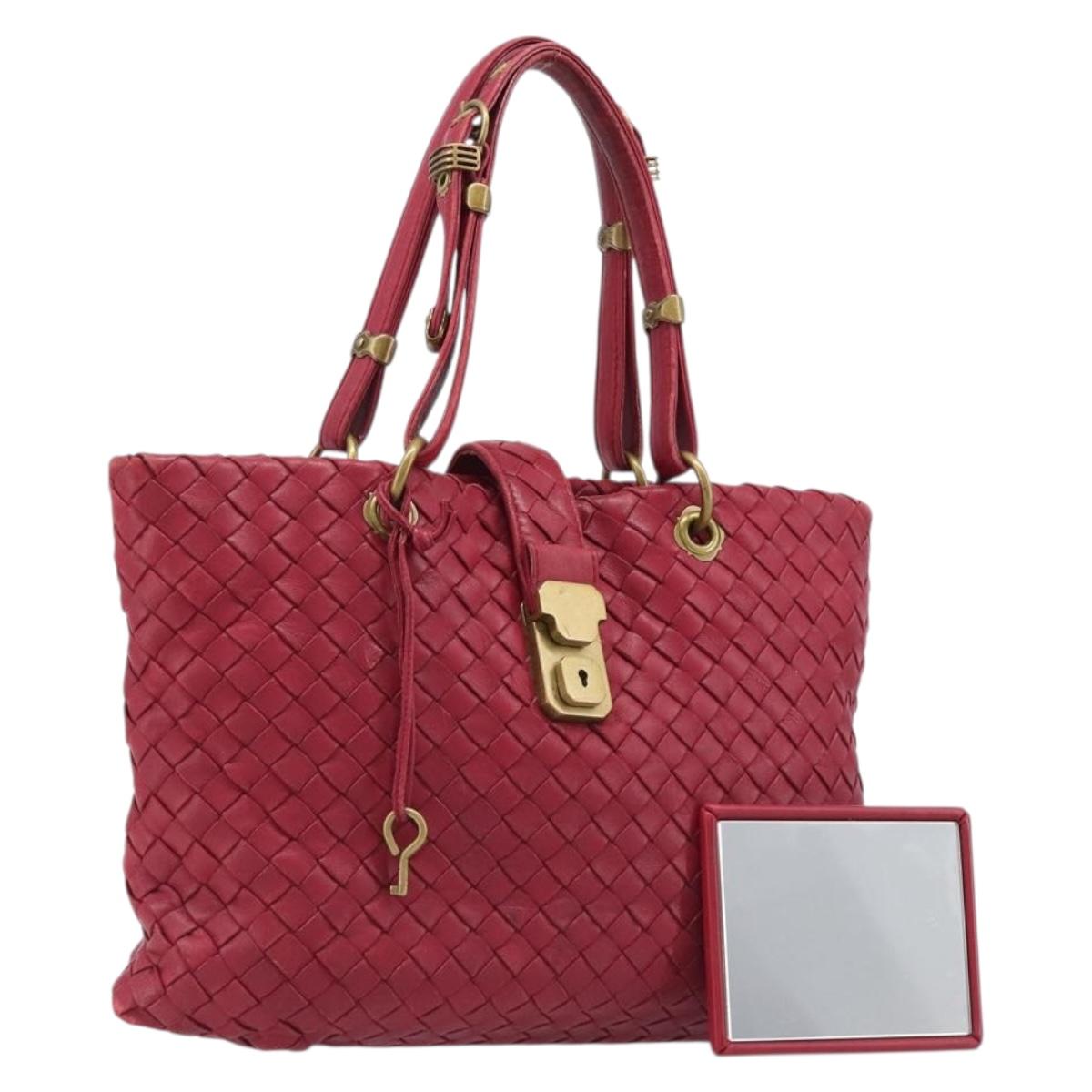 BOTTEGA VENETA INTRECCIATO Hand Bag Leather Pink Gold Auth 205138