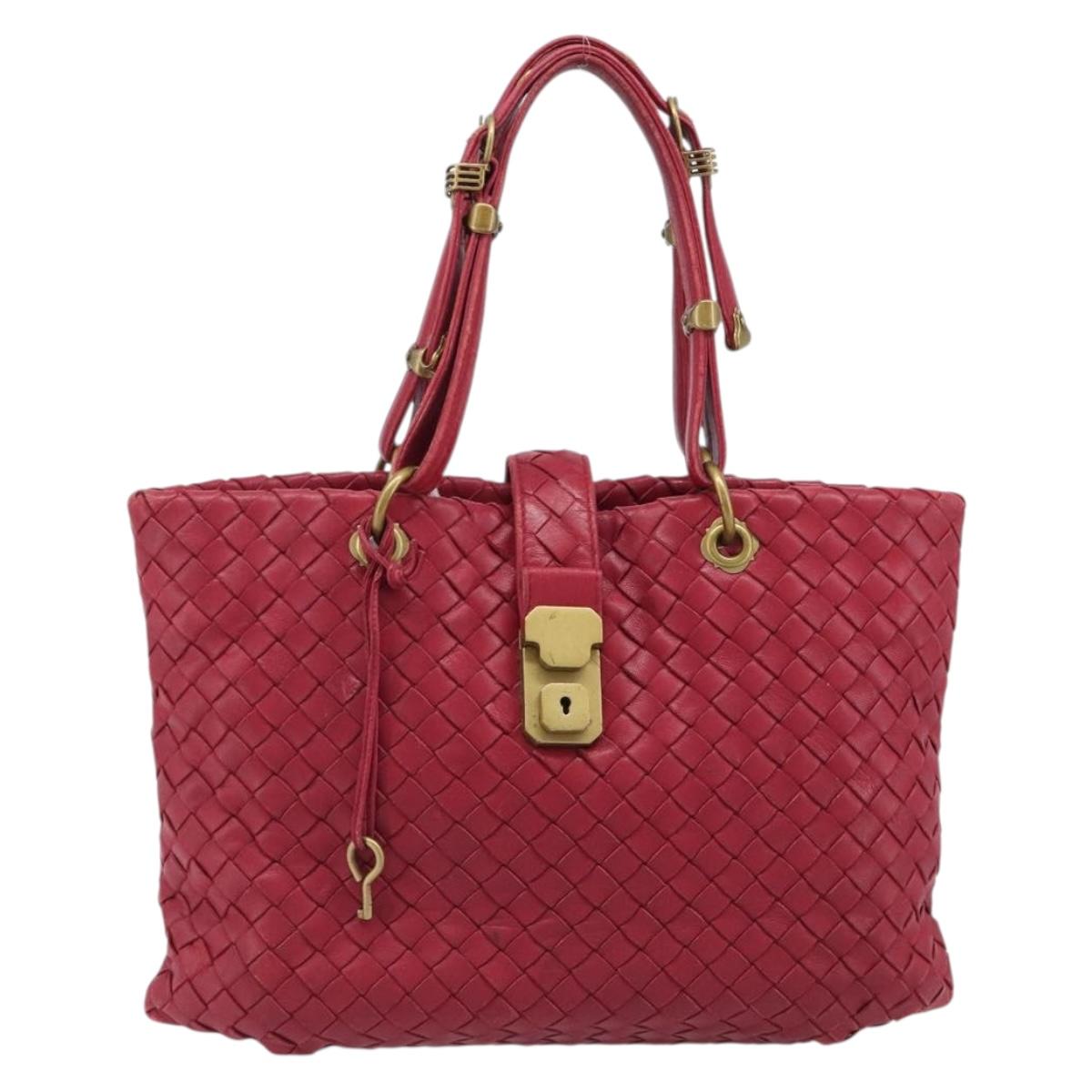 BOTTEGA VENETA INTRECCIATO Hand Bag Leather Pink Gold Auth 205138