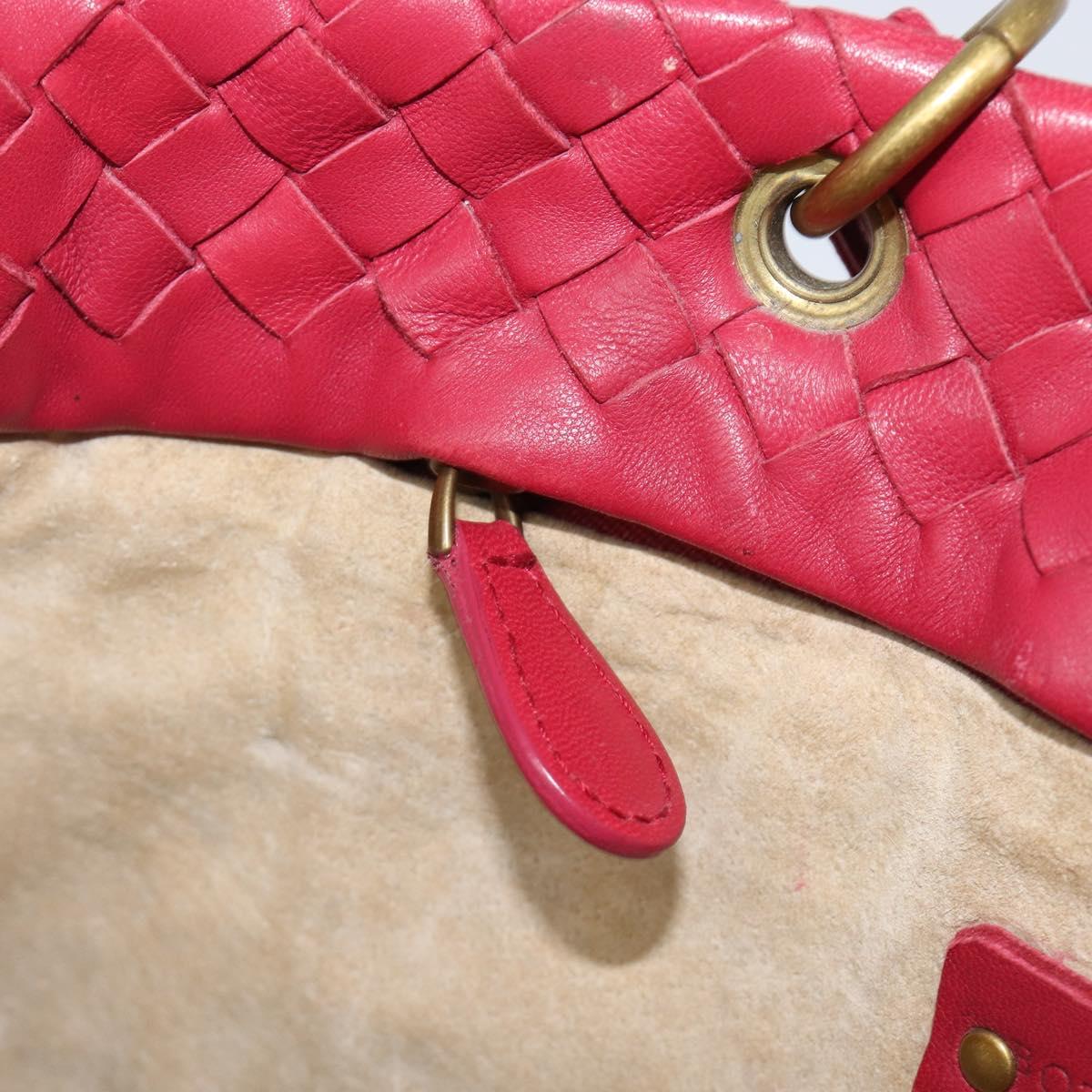 BOTTEGA VENETA INTRECCIATO Hand Bag Leather Pink Gold Auth 205138