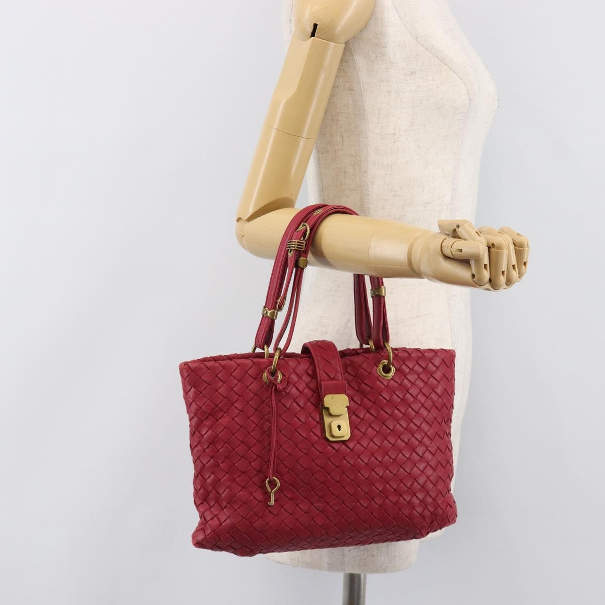 BOTTEGA VENETA INTRECCIATO Hand Bag Leather Pink Gold Auth 205138