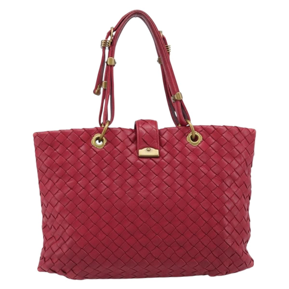 BOTTEGA VENETA INTRECCIATO Hand Bag Leather Pink Gold Auth 205138