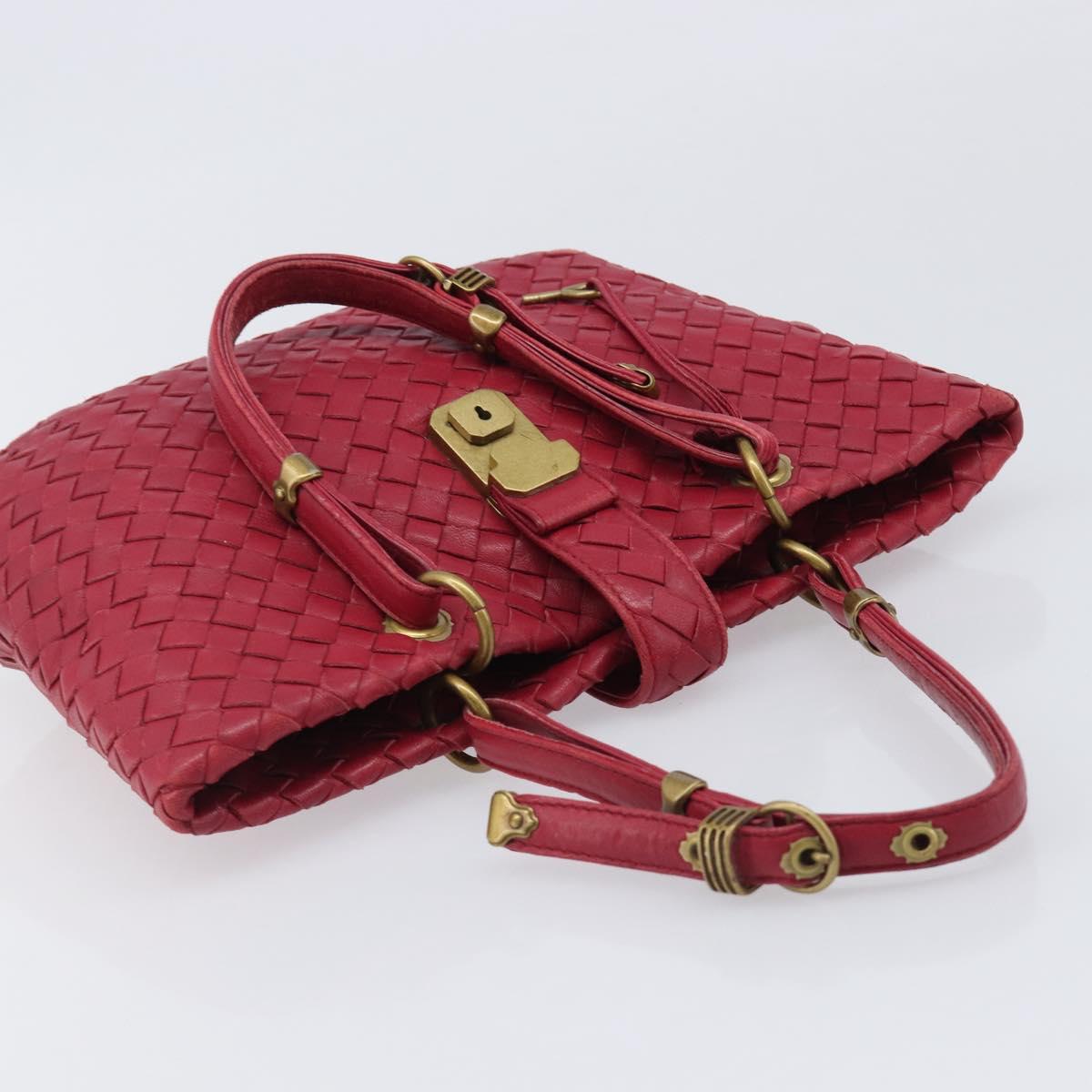 BOTTEGA VENETA INTRECCIATO Hand Bag Leather Pink Gold Auth 205138