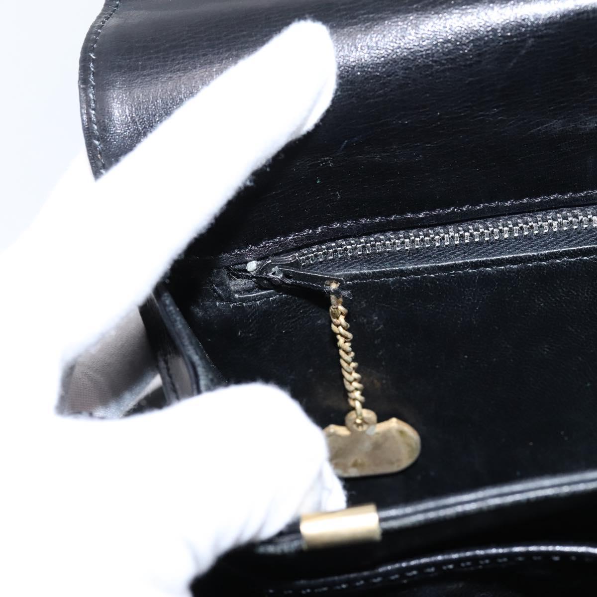 CELINE Shoulder Bag Leather Black Gold Auth 205144
