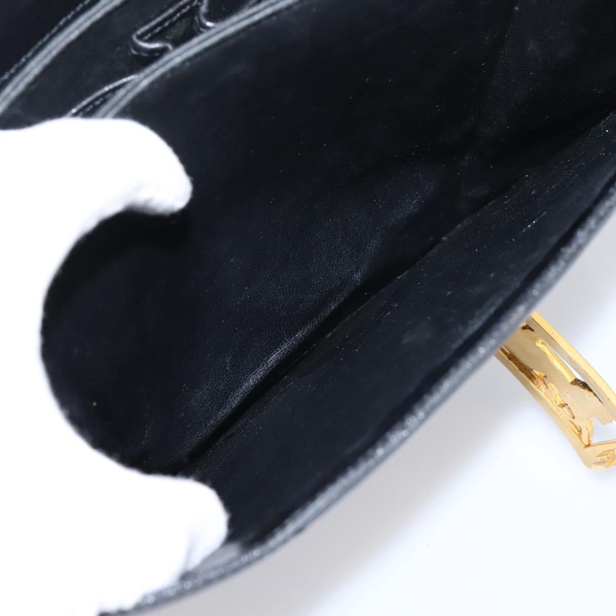 CELINE Shoulder Bag Leather Black Gold Auth 205144