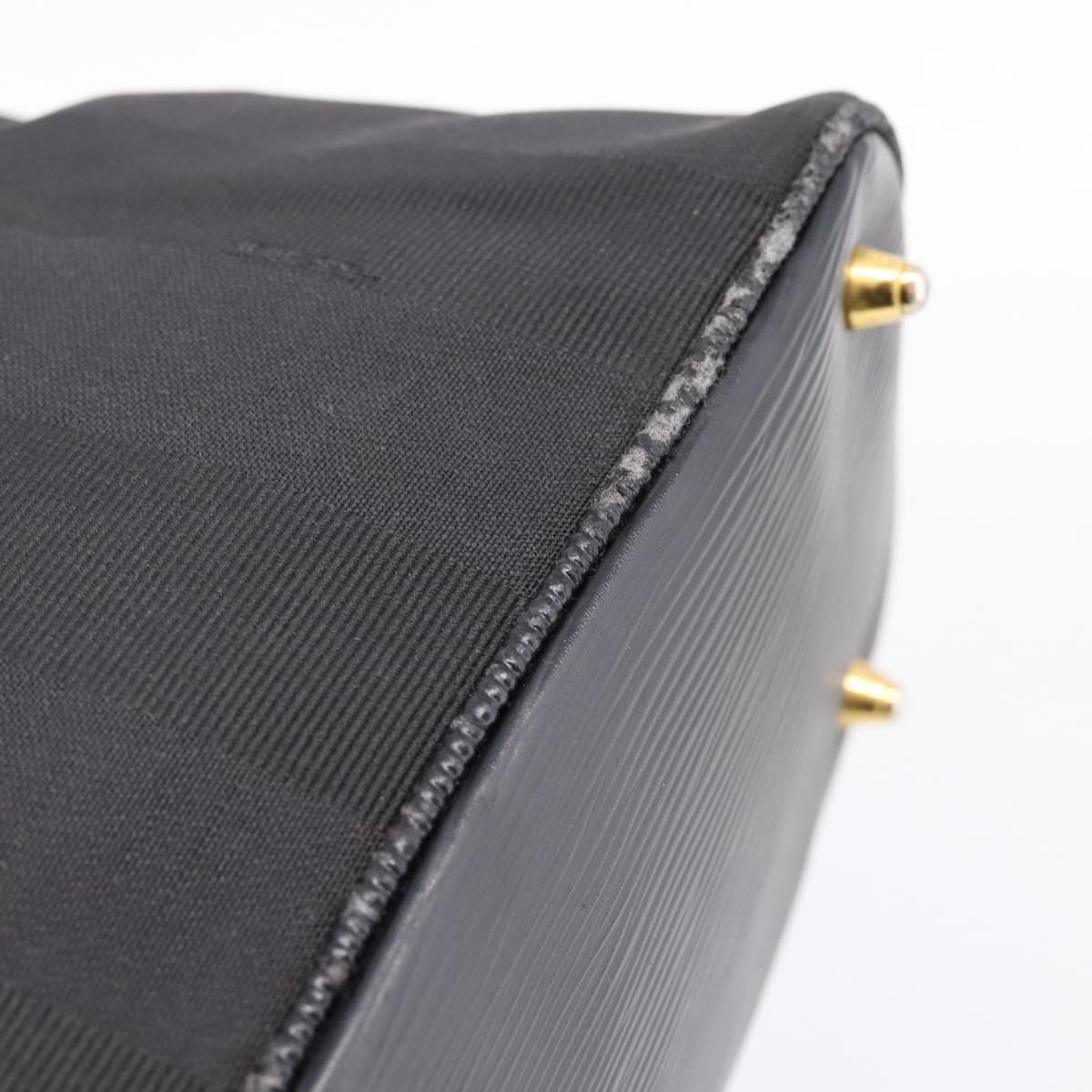 FENDI Pecan Canvas Hand Bag 2way Black Gold Auth 205145
