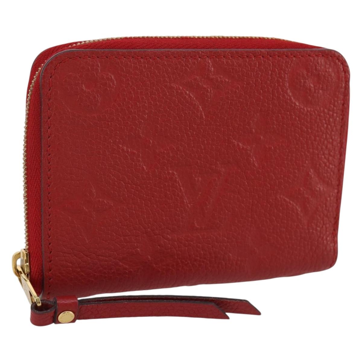 LOUIS VUITTON Monogram Empreinte Zippy Coin Purse Wallet Red M63696 Auth 205146M