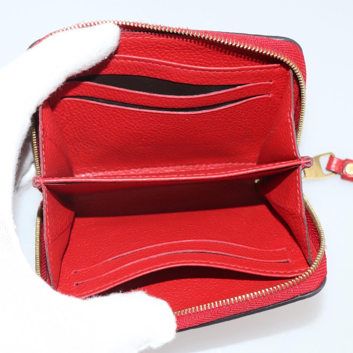 LOUIS VUITTON Monogram Empreinte Zippy Coin Purse Wallet Red M63696 Auth 205146M