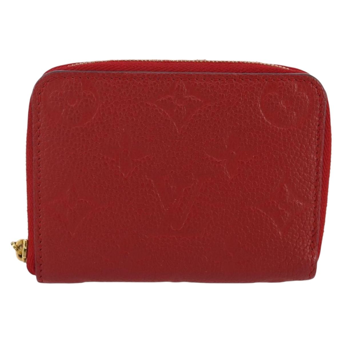 LOUIS VUITTON Monogram Empreinte Zippy Coin Purse Wallet Red M63696 Auth 205146M