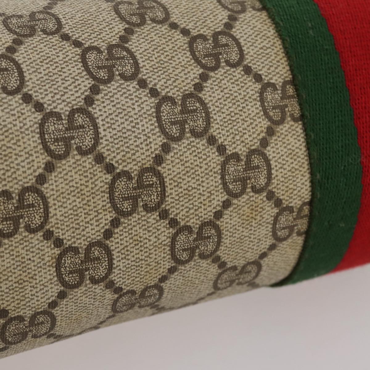 GUCCI GG Supreme Web Sherry Line Bag PVC Beige Gold 37 014 3087 Auth 205150A