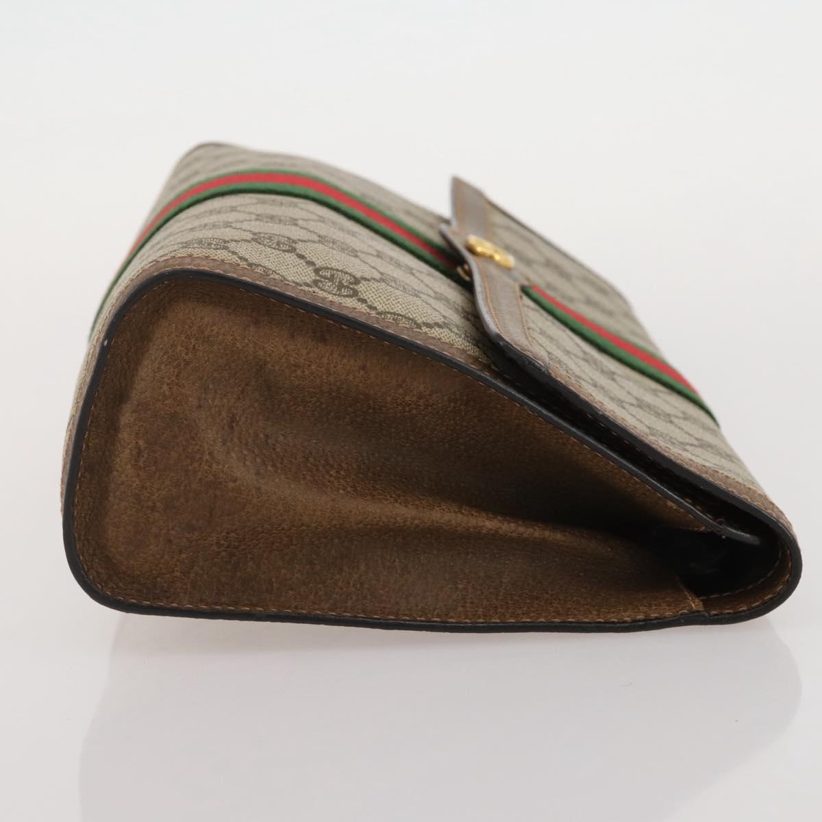 GUCCI GG Supreme Web Sherry Line Bag PVC Beige Gold 37 014 3087 Auth 205150A