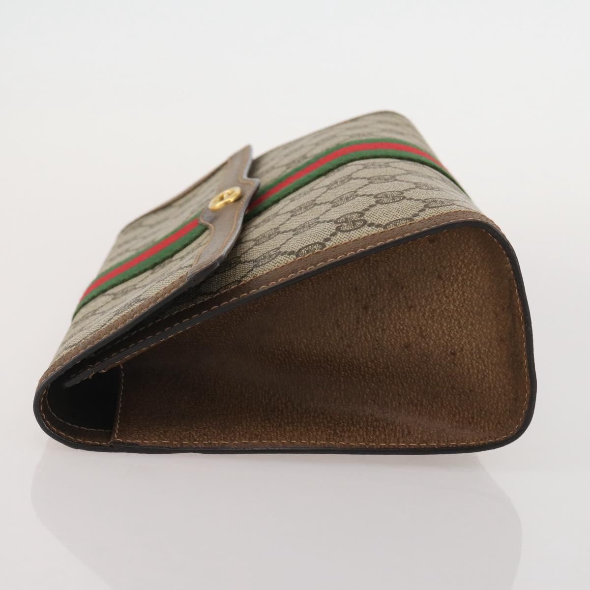 GUCCI GG Supreme Web Sherry Line Bag PVC Beige Gold 37 014 3087 Auth 205150A