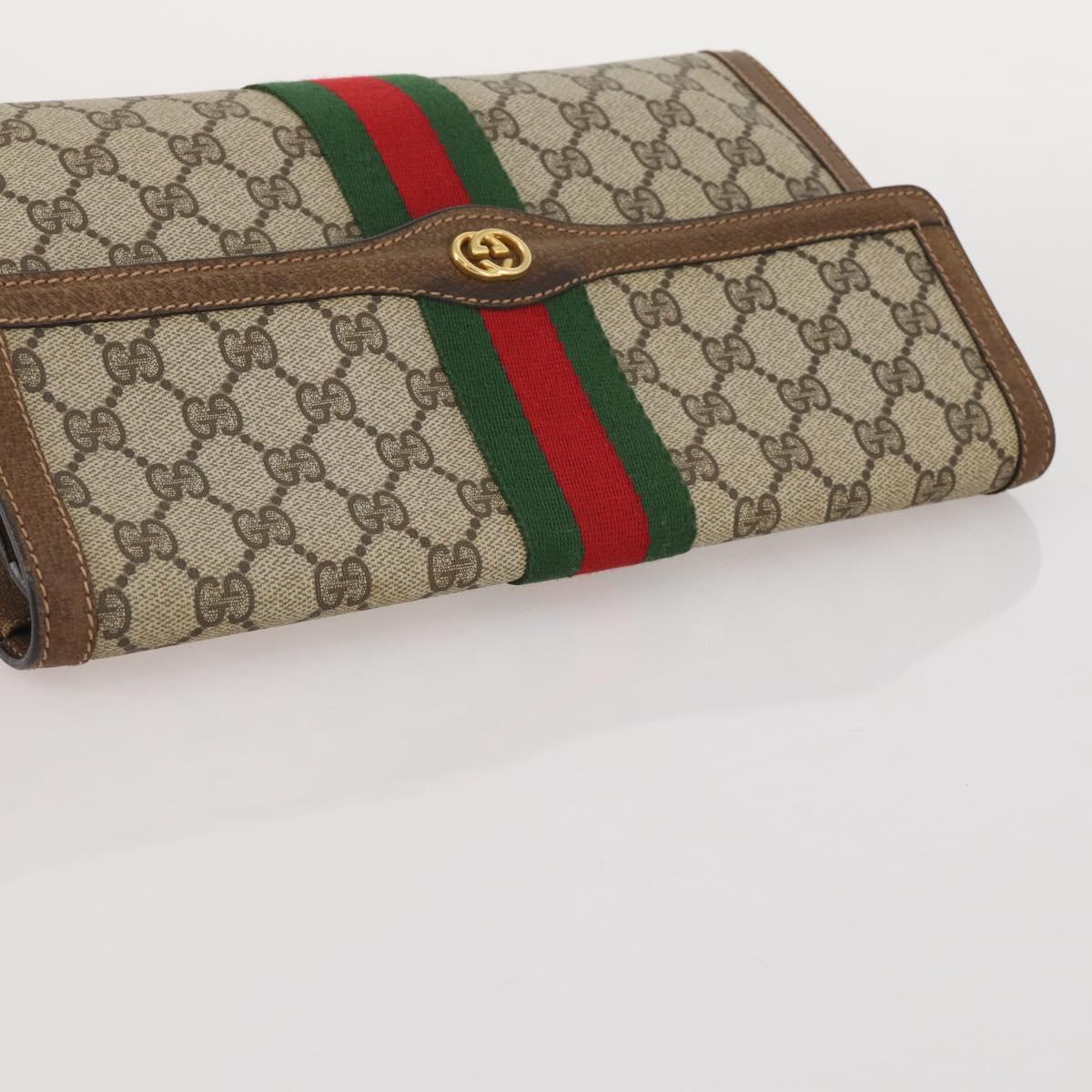 GUCCI GG Supreme Web Sherry Line Bag PVC Beige Gold 37 014 3087 Auth 205150A